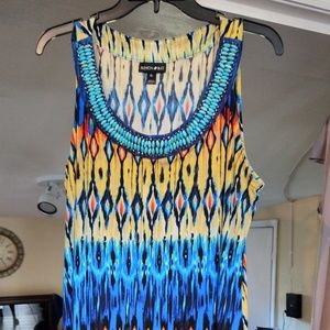 Fashion bug sleeveless beaded multi color top XL